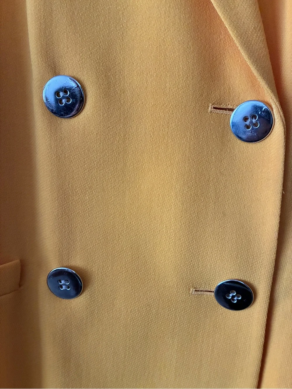 VTG 90s Ellen Tracy 12 Bright YL 💯 Wool Double-Breasted Blazer Silver Buttons